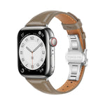 Plain Leather Butterfly Buckle Watch Band, For Apple Watch Series 6 40mm, For Apple Watch Series 6 44mm, For Apple Watch Series 5 44mm, For Apple Watch Series 5 40mm