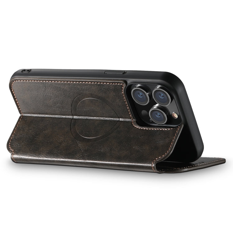 Suteni J05 Leather Magnetic MagSafe Phone Case, For iPhone 15 Plus, For iPhone 15
