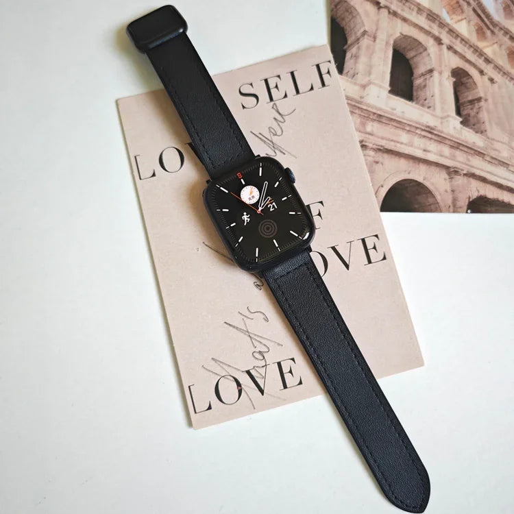 Fold Magnetic Square Buckle PU Silicone Watch Band, For Apple Watch Series 4 44mm, For Apple Watch Series 4 40mm, For Apple Watch Series 3 38mm, For Apple Watch Series 3 42mm