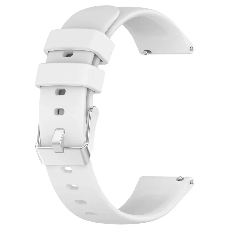 20mm silicone watch band for Samsung Galaxy Watch in white color, designed for comfort and quick installation.