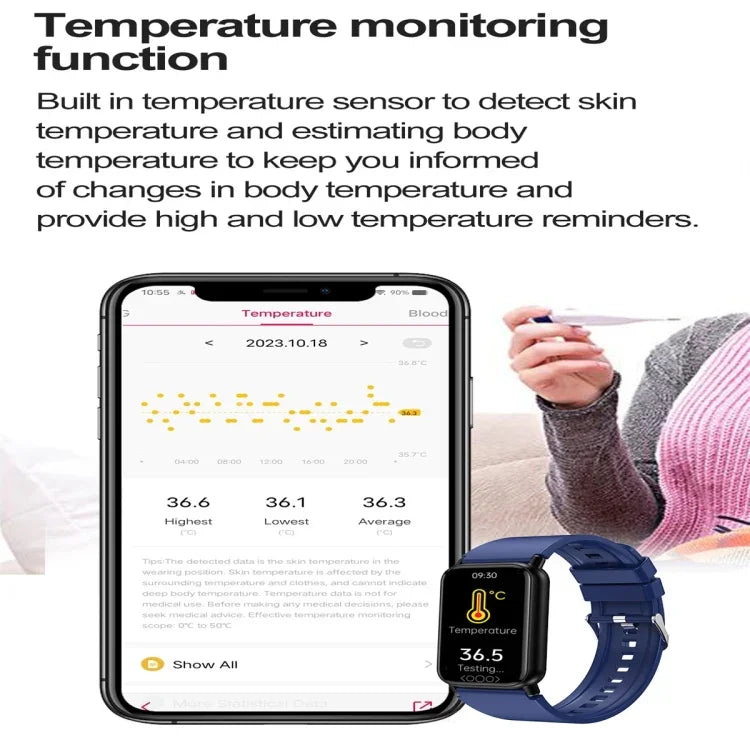 TK72 1.47 inch Color Screen Smart Watch, Support Heart Rate / Blood Pressure / Blood Oxygen / Blood Sugar Monitoring