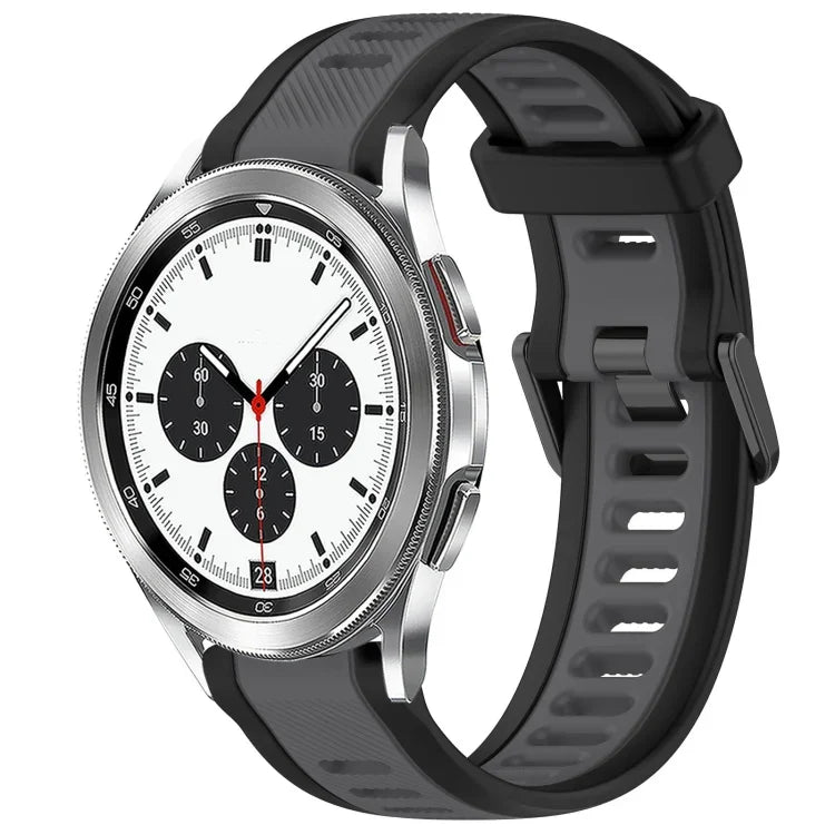 20mm Two Color Textured Silicone Watch Band, For Samsung  Galaxy Watch 4 Classic 42mm, For Samsung Galaxy Watch Active 2 44mm, For Samsung Galaxy Watch Active 2 40mm, For Samsung Galaxy Watch 42mm