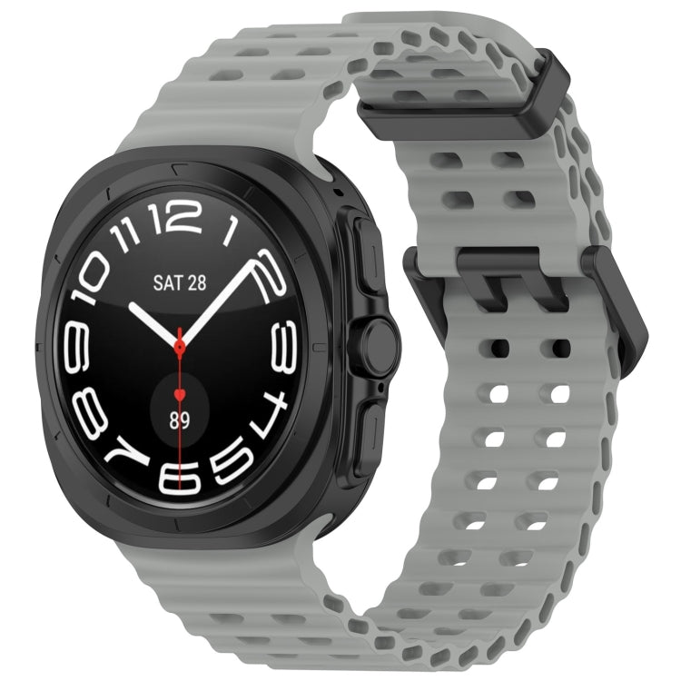 For Galaxy Watch Ultra2 2026 / 2025 / 1 2024 Ocean Hole Dual Buckle Silicone Watch Band, Rock Blue, Pink, Starlight, Dark Blue, Sky Blue, Dark Green, Wine Red, Gray Green, Black, Dark Gray, Orange, White
