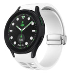 Richard Magnetic Folding Silver Buckle Silicone Watch Band, For Samsung Galaxy Watch FE 40mm, For Sansung Galaxy Watch 5 Pro Golf Edition, For Samsung Galaxy Watch 5 Golf Edition