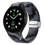Richard Magnetic Folding Silver Buckle Silicone Watch Band, For Samsung Galaxy Watch FE 40mm, For Sansung Galaxy Watch 5 Pro Golf Edition, For Samsung Galaxy Watch 5 Golf Edition