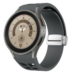 Richard Magnetic Folding Silver Buckle Silicone Watch Band, For Sansung Galaxy Watch 5 Pro 45mm, For Samsung Galaxy Watch 7 40 / 44mm, For Samsung Galaxy Watch 6 Classic 43 / 47mm