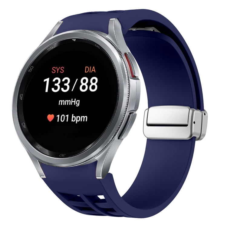 Richard Magnetic Folding Silver Buckle Silicone Watch Band, For Sansung Galaxy Watch 5 Pro 45mm, For Samsung Galaxy Watch 7 40 / 44mm, For Samsung Galaxy Watch 6 Classic 43 / 47mm