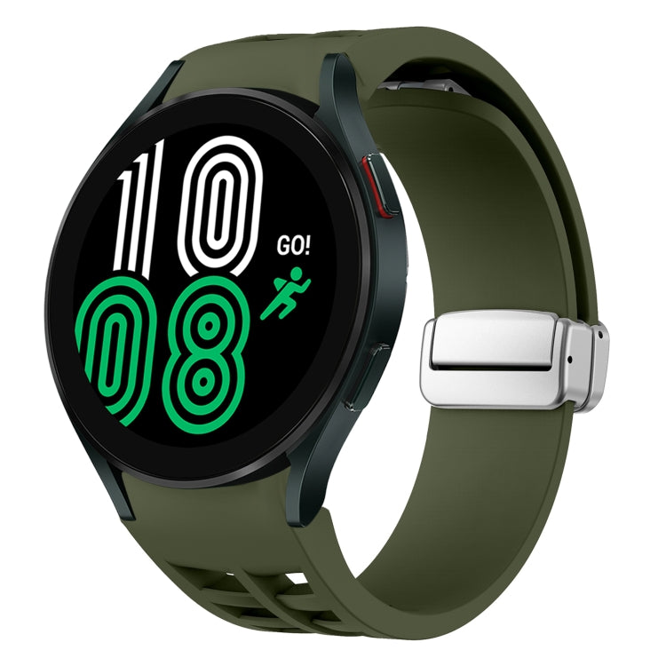 Richard Magnetic Folding Silver Buckle Silicone Watch Band, For Samsung Galaxy Watch 6 40 / 44mm, For Samsung Galaxy Watch 5 40 / 44mm, For Samsung Galaxy Watch 4 40 / 44mm