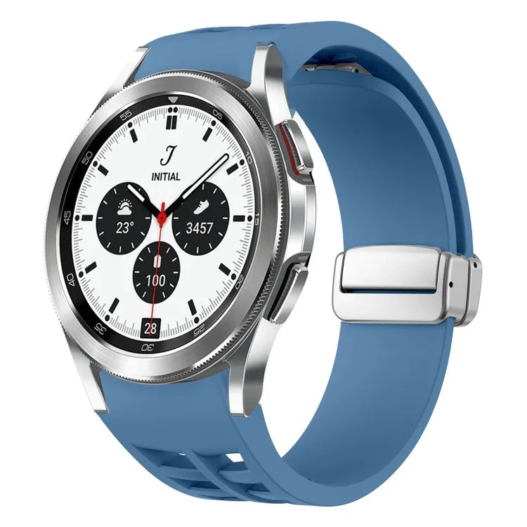 Richard Magnetic Folding Silver Buckle Silicone Watch Band, For Samsung Galaxy Watch 4 Classic 42 / 46mm