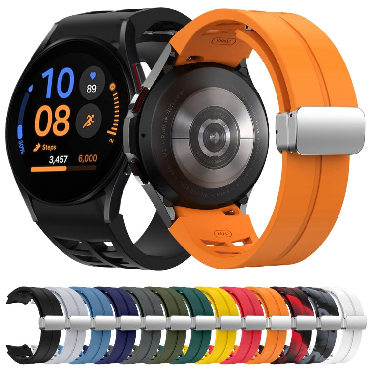 Richard Magnetic Folding Silver Buckle Silicone Watch Band, For Samsung Galaxy Watch 6 40 / 44mm, For Samsung Galaxy Watch 5 40 / 44mm, For Samsung Galaxy Watch 4 40 / 44mm