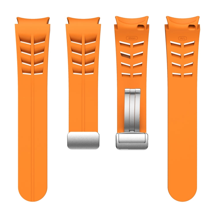 Richard Magnetic Folding Silver Buckle Silicone Watch Band, For Samsung Galaxy Watch FE 40mm, For Sansung Galaxy Watch 5 Pro Golf Edition, For Samsung Galaxy Watch 5 Golf Edition