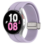 Magnetic Folding Silver Buckle Silicone Watch Band, For Samsung Galaxy Watch FE 40mm, For Samsung Galaxy Watch7 40 / 44mm