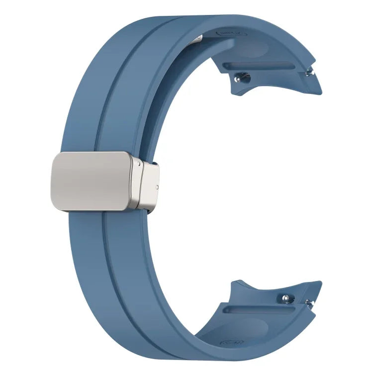 Magnetic Folding Silver Buckle Silicone Watch Band, For Samsung Galaxy Watch FE 40mm, For Samsung Galaxy Watch7 40 / 44mm