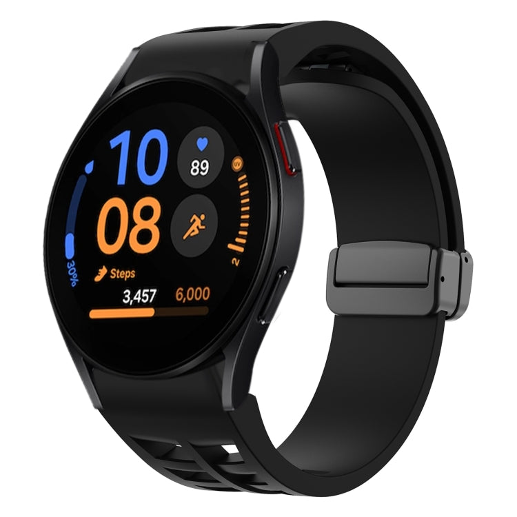 Richard Magnetic Folding Black Buckle Silicone Watch Band, Fof Samsung Galaxy Watch FE 40mm, For Samsung Galaxy Watch 7 40 / 44mm, For Samsung Galaxy Watch 6 class 43 / 47mmic