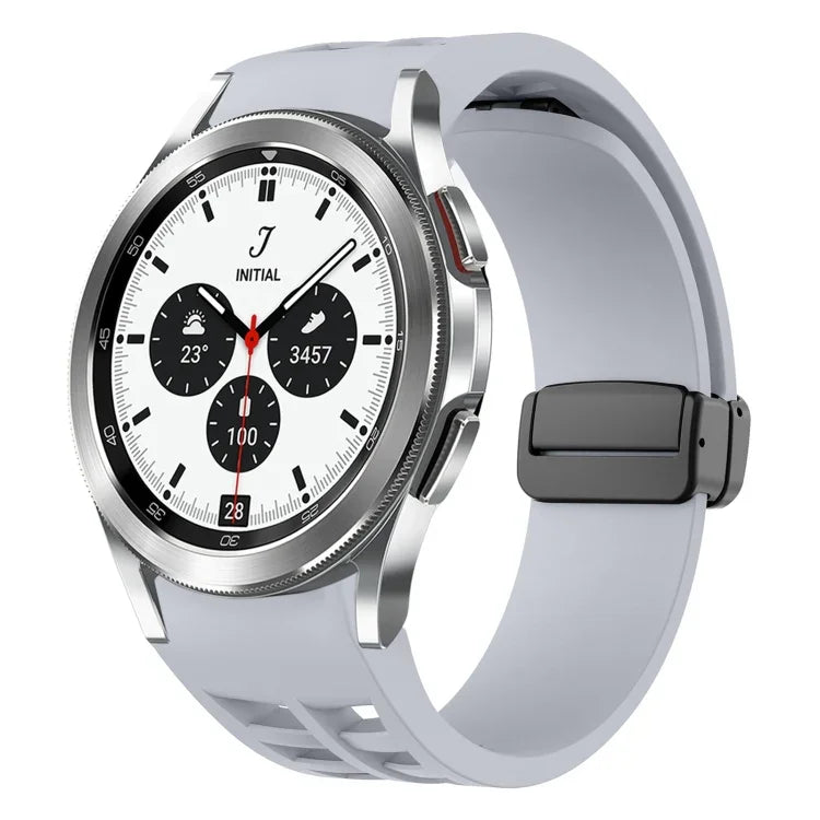 Richard Magnetic Folding Black Buckle Silicone Watch Band, For Samsung Galaxy Watch 4 classic 42 / 46mm