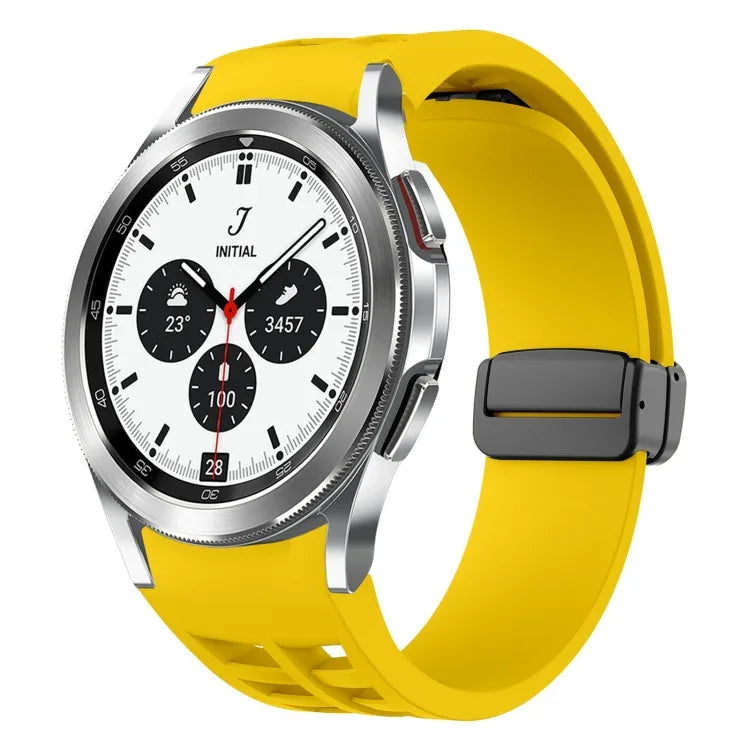 Richard Magnetic Folding Black Buckle Silicone Watch Band, For Samsung Galaxy Watch 4 classic 42 / 46mm