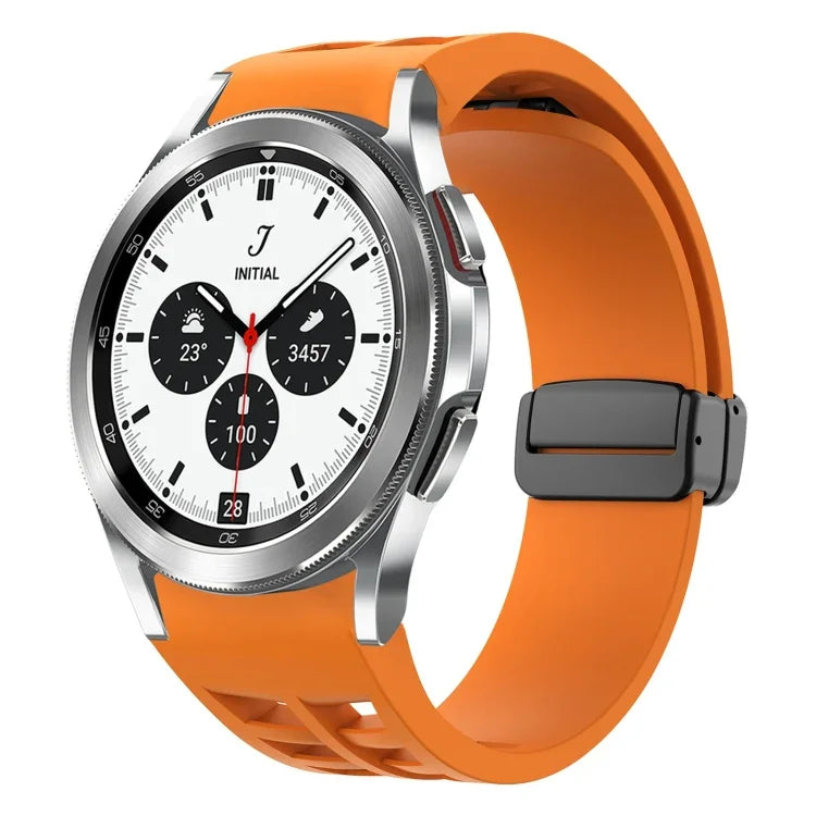 Richard Magnetic Folding Black Buckle Silicone Watch Band, For Samsung Galaxy Watch 4 classic 42 / 46mm