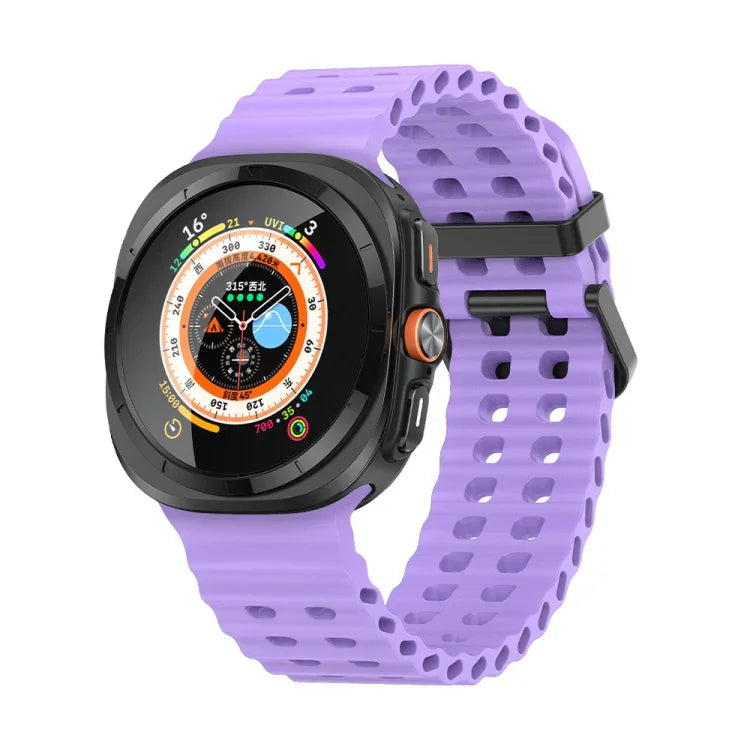 Ocean Dual Row Hole Silicone Watch Band, For Samsung Galaxy Watch Ultra 47mm / Ultra 2025
