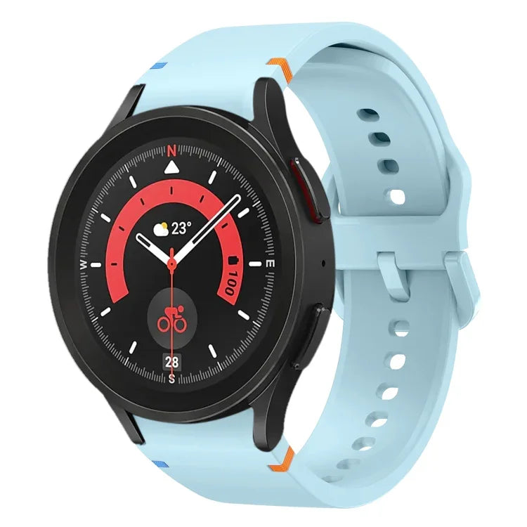 Flat Sewing Design Silicone Watch Band, For Sansung Galaxy Watch5 Pro 45mm, Fou Samsung Galaxy Watch 4 40 / 44mm, For Samsung Galaxy Watch 4 Classic 42 / 46mm