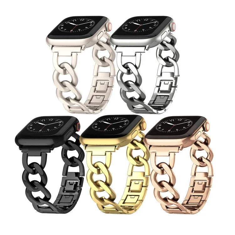 Quick-Release Metal Chain Watch Band, For Apple Watch SE 2022 44mm, For Apple Watch Series 7 41mm, For Apple Watch Series 7 45mm, For Apple Watch Series 6 40mm, For Apple Watch Series 6 44mm, For Apple Watch Series 5 44mm, For Apple Watch Series 5 40mm...