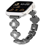 Four Leaf Clover Quick-Release Metal Chain Watch Band, For Apple Watch SE 2023 44mm, For Apple Watch SE 2023 40mm, For Apple Watch Ultra 2 49mm, For Apple Watch Series 9 45mm, For Apple Watch Series 9 41mm, For Apple Watch Ultra 49mm                   ...