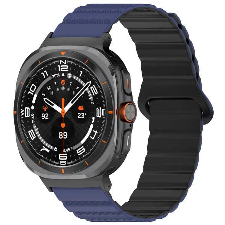 For Samsung Galaxy Watch Ultra 47mm Spot Pattern Two Color Magnetic Silicone Watch Band