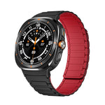 For Samsung Galaxy Watch Ultra 47mm Black Connector I-shaped Magnetic Silicone Watch Band