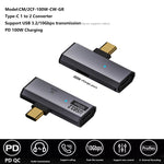 USB-C / Type-C Male to Dual Type-C Female USB3.2/10Gbps OTG Converter PD100W Charging Adapter, Dual Type-C