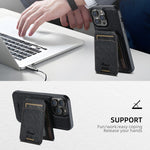 Suteni H18 Cross Grain MagSafe Wallet Leather Phone Case, For iPhone 13 Pro Max, For iPhone 13 Pro, For iPhone 13, For iPhone 12, For iPhone 12 Pro Max, For iPhone 12 Pro