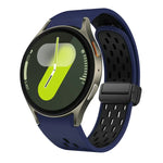 Two Color Magnetic Folding Black Buckle Silicone Watch Band, For Samsung Galaxy Watch 7 40 / 44mm, For Samsung Galaxy Watch 5 40 / 44mm, For Samsung Galaxy Watch 4 40 / 44mm, For Samsung Galaxy Watch 4 Classic 42 / 46mm