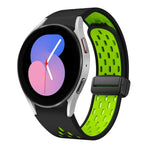 Two Color Magnetic Folding Black Buckle Silicone Watch Band, For Samsung Galaxy Watch 7 40 / 44mm, For Samsung Galaxy Watch 5 40 / 44mm, For Samsung Galaxy Watch 4 40 / 44mm, For Samsung Galaxy Watch 4 Classic 42 / 46mm