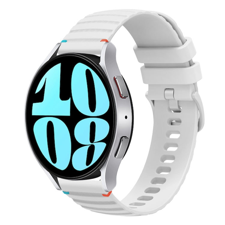 Wavy Dotted Stitched 20mm Silicone Watch Band, For Samsung Galaxy Watch FE 40mm, For Samsung Galaxy Watch 7 40 / 44mm, For Samsung Galaxy Watch 6  Cassic 43 / 47mm, For Samsung Galaxy Watch 6 40 / 44mm