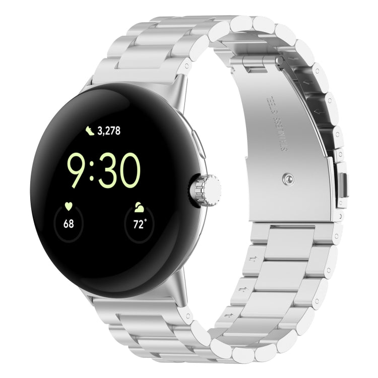 Three Beads Stainless Steel Metal Watch Band, For Google Pixel Watch 5 / 4 / 3 / 2 / 1 41mm, For Google Pixel Watch 5 / 4 / 3 45mm