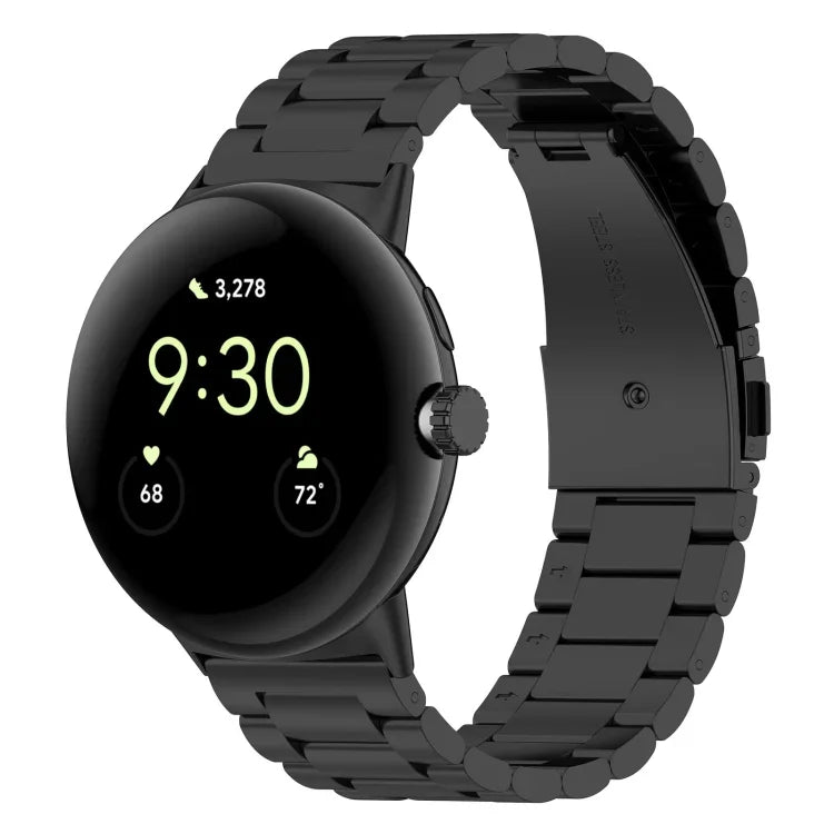 Three Beads Stainless Steel Metal Watch Band, For Google Pixel Watch 4 / Watch 3 45mm, For Google Pixel Watch 4 / 3 / 2 / 1 41mm
