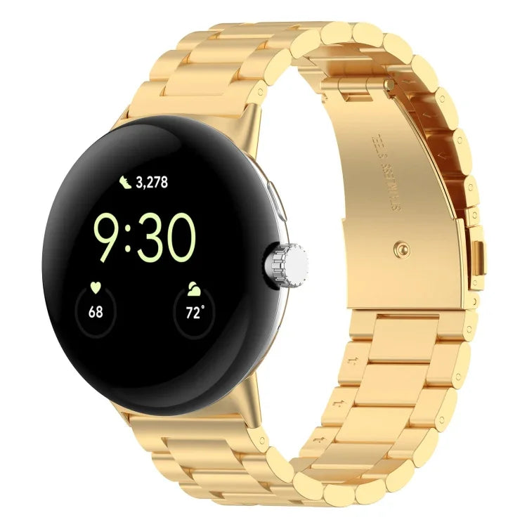Three Beads Stainless Steel Metal Watch Band, For Google Pixel Watch 4 / Watch 3 45mm, For Google Pixel Watch 4 / 3 / 2 / 1 41mm
