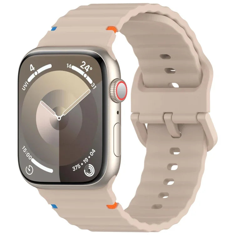 Wavy Grain Stitched Silicone Watch Band, For Apple Watch SE 2022 40mm, For Apple Watch SE 2022 44mm, For Apple Watch Series 7 41mm, For Apple Watch Series 7 45mm