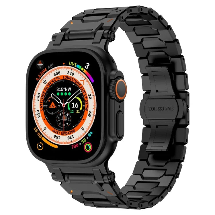 Pathfinder Stainless Steel Metal Watch Band, For Apple Watch Series 10 46mm, For Apple Watch SE 2023 44mm, For Apple Watch Ultra 2 49mm, For Apple Watch Series 9 45mm, For Apple Watch Ultra 49mm, For Apple Watch Series 8 45mm, For Apple Watch SE 2022 4...