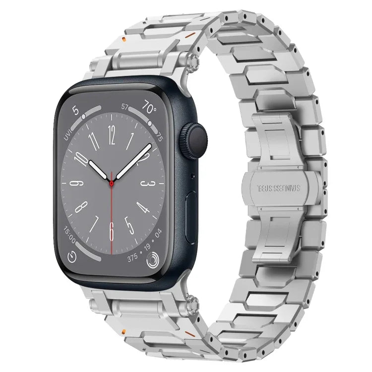 Pathfinder Stainless Steel Metal Watch Band, For Apple Watch Series 10 46mm, For Apple Watch SE 2023 44mm, For Apple Watch Ultra 2 49mm, For Apple Watch Series 9 45mm, For Apple Watch Ultra 49mm, For Apple Watch Series 8 45mm, For Apple Watch SE 2022 4...