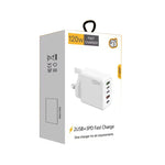 120W PD3.0 3 Type-C 2 USB Multi Port Quick Charger with Type-C to Type-C Cable, UK Plug, UK Plug + C to C Cable