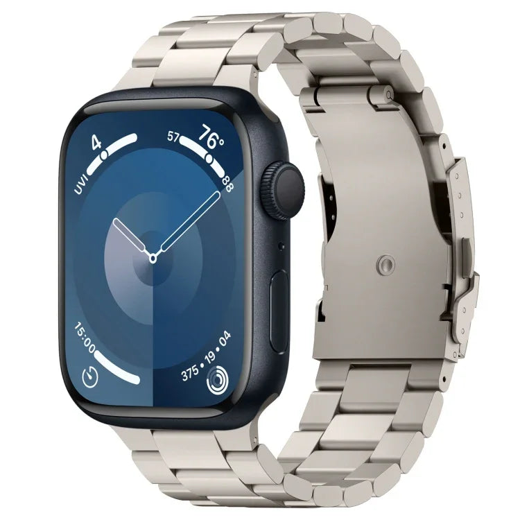 Three Beads Titanium Alloy Metal Watch Band, For Apple Watch Series 10 46mm, For Apple Watch Series 10 42mm, For Apple Watch SE 2023 44mm, For Apple Watch SE 2023 40mm, For Apple Watch Ultra 2 49mm, For Apple Watch Series 9 45mm                        ...