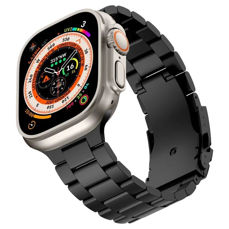 Three Beads Titanium Alloy Metal Watch Band, For Apple Watch Series 7 41mm, For Apple Watch Series 7 45mm, For Apple Watch Series 6 40mm, For Apple Watch Series 6 44mm, For Apple Watch Series 5 44mm, For Apple Watch Series 5 40mm                       ...