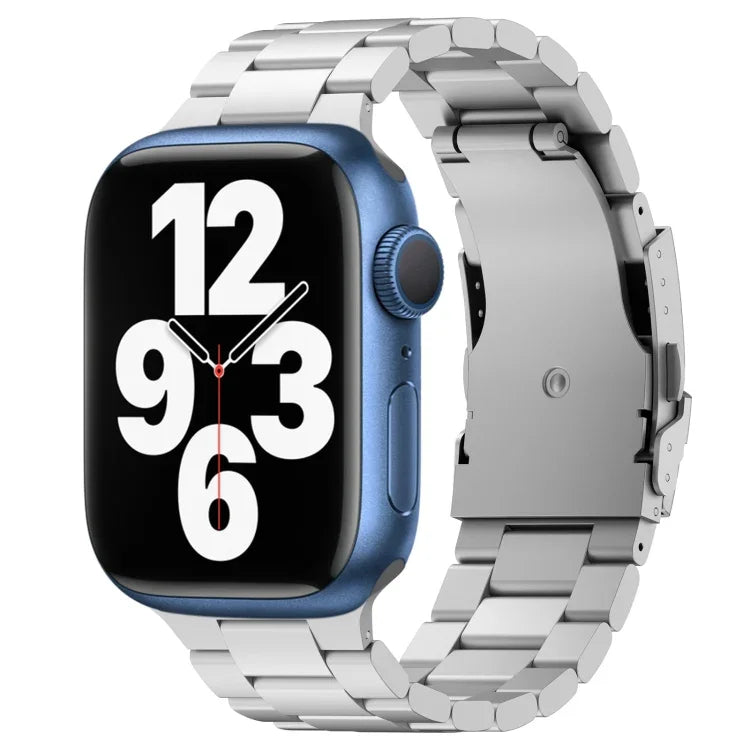 Three Beads Titanium Alloy Metal Watch Band, For Apple Watch Series 7 41mm, For Apple Watch Series 7 45mm, For Apple Watch Series 6 40mm, For Apple Watch Series 6 44mm, For Apple Watch Series 5 44mm, For Apple Watch Series 5 40mm                       ...