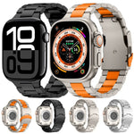 Three Beads Titanium Alloy Metal Watch Band, For Apple Watch Series 7 41mm, For Apple Watch Series 7 45mm, For Apple Watch Series 6 40mm, For Apple Watch Series 6 44mm, For Apple Watch Series 5 44mm, For Apple Watch Series 5 40mm                       ...