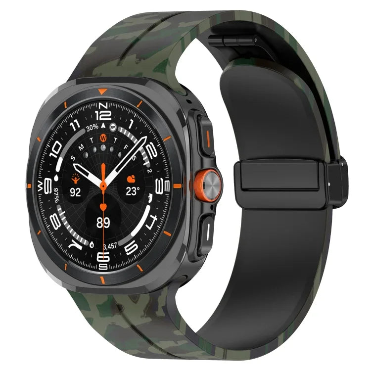 For Samsung Galaxy Watch Ultra 47mm Magnetic Folding Buckle Silicone Watch Band