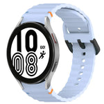 Wavy Grain Stitched Black Buckle Silicone Watch Band, For Samsung Galaxy Watch 5 40 / 44mm, For Samsung Galaxy Watch 5 Pro, For Samsung Galaxy Watch 4 40 / 44mm, For Samsung Galaxy Watch 4 Classic 42 / 46mm