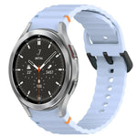 Wavy Grain Stitched Black Buckle Silicone Watch Band, For Samsung Galaxy Watch 5 40 / 44mm, For Samsung Galaxy Watch 5 Pro, For Samsung Galaxy Watch 4 40 / 44mm, For Samsung Galaxy Watch 4 Classic 42 / 46mm