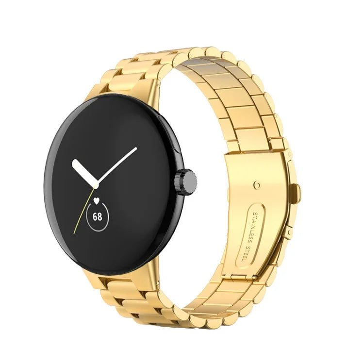 Three Beads Stainless Steel Folding Buckle Integrated Watch Band, For Google Pixel Watch 4 / Watch 3 45mm