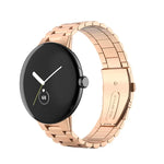 Three Beads Stainless Steel Folding Buckle Integrated Watch Band, For Google Pixel Watch 4 / Watch 3 45mm
