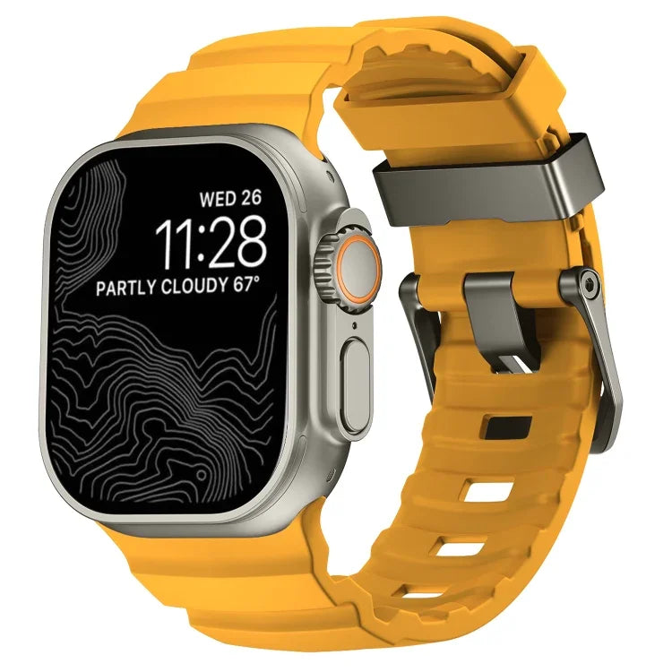 Wild Path Grey Buckle Thickened Silicone Watch Band, For Apple Watch 46mm / 49mm / 45mm / 44mm