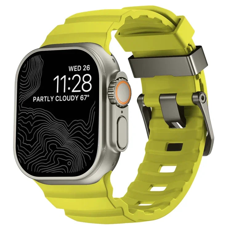 Wild Path Grey Buckle Thickened Silicone Watch Band, For Apple Watch 46mm / 49mm / 45mm / 44mm